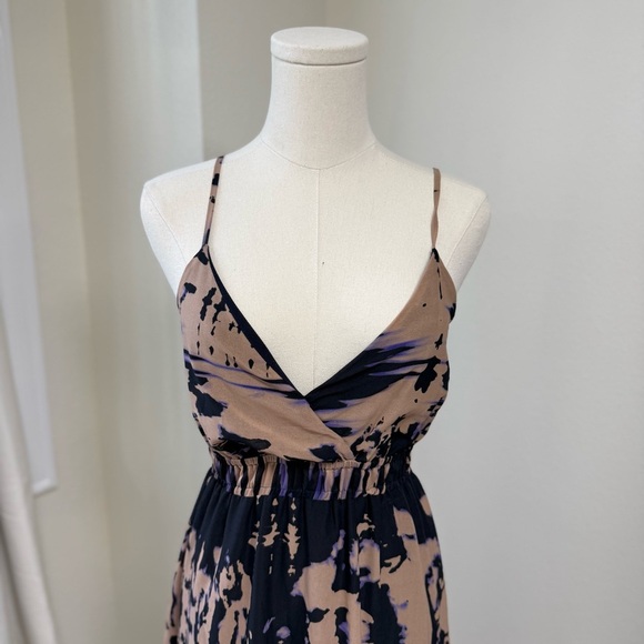 Collective Concepts Elegant Black and Brown Patterned Maxi Dress Size Small - Picture 3 of 6